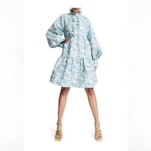 SOS DESIGN ASOS EDITION Long Sleeve Floral Print Ruffle Smock Dress